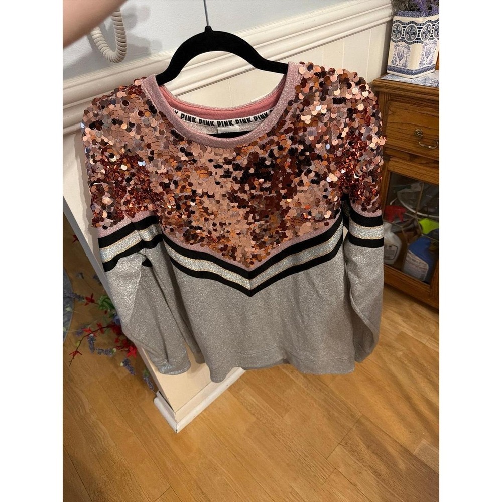 Victoria's Secret PINK colorblock pullover sweatshirt a sparkling rose medium